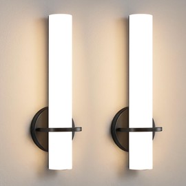 AIJIASI Wall Sconce Light - Modern Black Bathroom Light Fixtures Wall Sconces Set of Two Dimmable LED Sconce Lighting, 15W 3000K Indoor Wall Light with Acrylic Shade for Bedroom Stairway Living Room