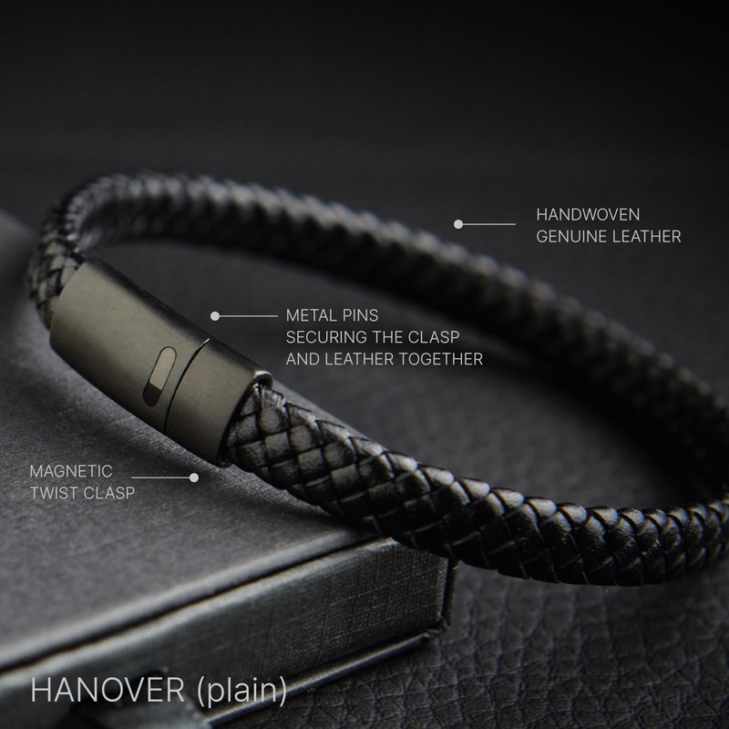Forge & Foundry Men's Genuine Interwoven Leather Braided Bracelet with