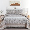 DJY Boho Quilt Set King Size Taupe Patchwork Striped Bedspread