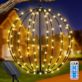JIMACRO Solar Fairy Lights Outdoor, 30 cm Large Garden Hanging Metal Hanging Solar Lights 120 LEDs Solar Fairy Lights Outdoor Waterproof Solar Lanterns Christmas Decoration Fairy Lights