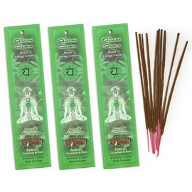 Prabhuji's Gifts Heart Chakra Anahata - Hand-Rolled Spiritual Incense Sticks - Aromatic Sticks - Stick Incense for Meditation - Love and Sensitivity - 3 Packs of 10 Sticks