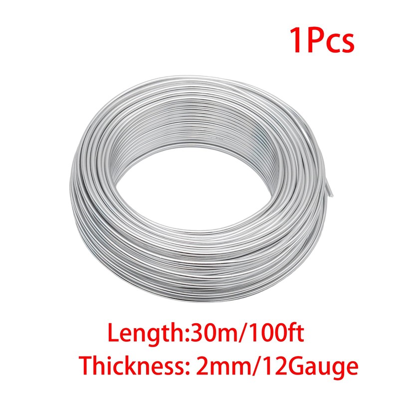 JAKOUE 12 Gauge (2mm) Silver Craft Wire for Sculpting，100ft（30m） Aluminum