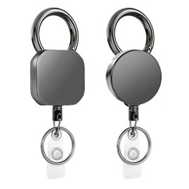 2-Pack Retractable Keychain, Retractable Badge Holder & Lanyard Clip | 3.2cm Ajustable Alloy Anti Loss Easy to Pull Buckle for ID Cards, Keys, Offices, Schools, Gym（Black）