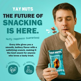 YAY NUTS Butter Toffee Peanuts – Sweet & Salty Crunchy Roasted Peanuts Coated in Caramelized Butter Toffee - All-Natural, Made in USA – Guilt-Free Treats for On-the-Go Snacking - 12-Pack of 2oz Bags