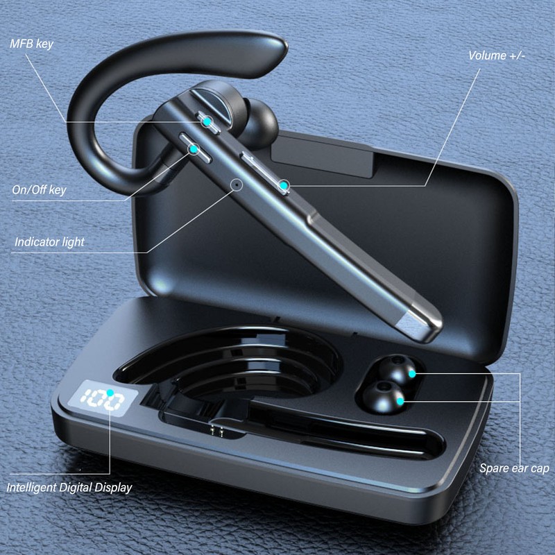 Wireless Bluetooth Earpiece Waterproof Lightweight Single Ear BT 5.1 Wireless