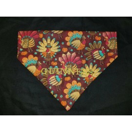 Unbranded PERSONALIZE THANKSGIVING TURKEY FALL DOG PUPPY COLLAR BANDANA LARGE OR MEDIUM