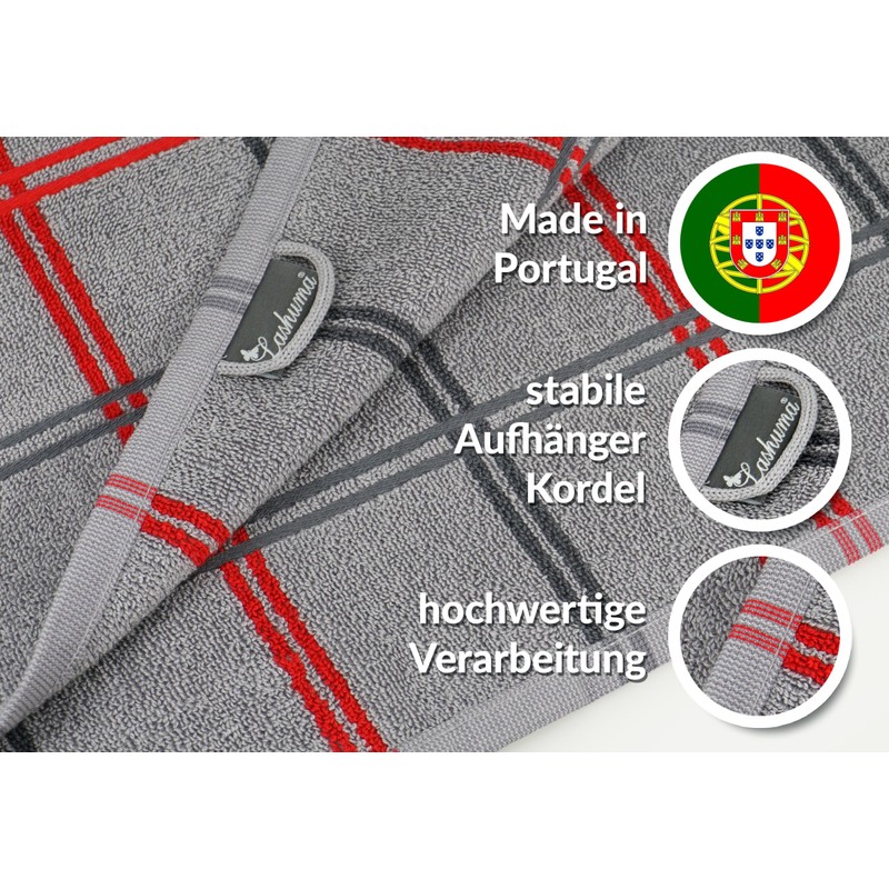 Lashuma Lyon Kitchen Hand Towels Grey Stone Set of 6