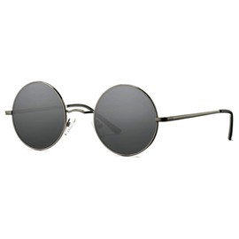 COASION Retro Small Round Polarized Sunglasses for Women Men Circle UV400 Sun Glasses (Gunmetal Frame/Grey Lens)