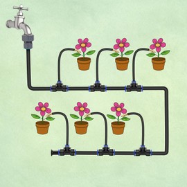 65ft Drip Irrigation System Kit with 20 Brass Spray Nozzles - 360° Adjustable Automatic Watering System for Gardens, Lawns & Greenhouses