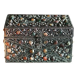 NOVICA Repousse Brass Jewelry Box, Metallic 'Majestic View'