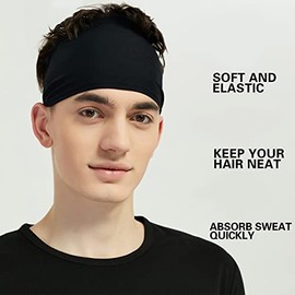 Pilamor - Diademas deportivas para hombres (paquete de 5), diadema de entrenamiento que absorbe la humedad, diadema para correr, ciclismo, fútbol, yog