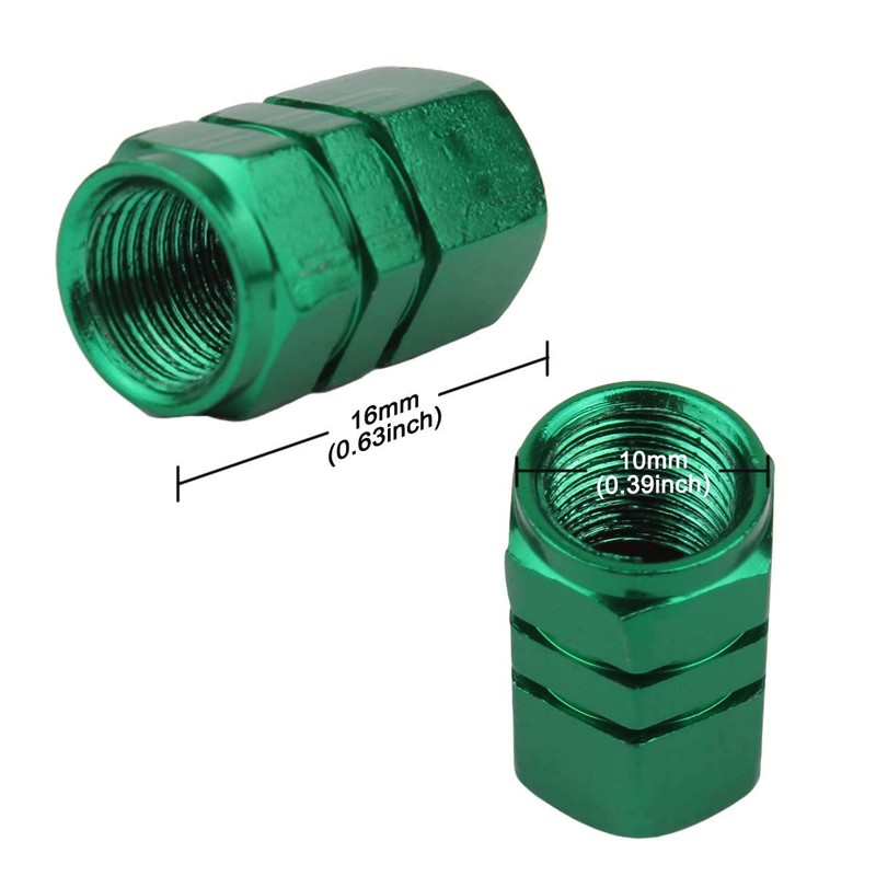 Winka Green Hexagon Shape Car Tire Valve Stems Caps Wheel