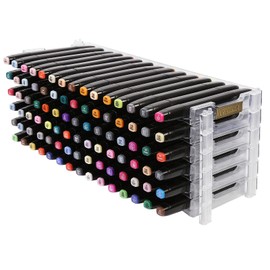 Evemodel 15 x 6 Pen Holder Desk Brushes Slot Holder PC Plastic Desktop Marker Holder for Organising (Pack of 6, Transparent Colour)
