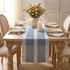 Blue Braided Striped Rustic Chenille Table Runner, Seasonal Embroidered Kitchen