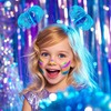 2 Pcs Ponytail Headband Blue Feathers Hair Wig Headwear Accessory