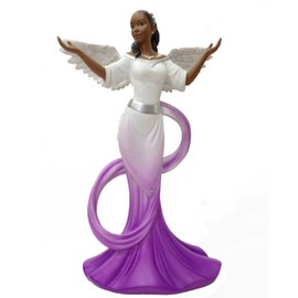 Ebony Treasures African American Sash Angel in Purple, 11.75" High