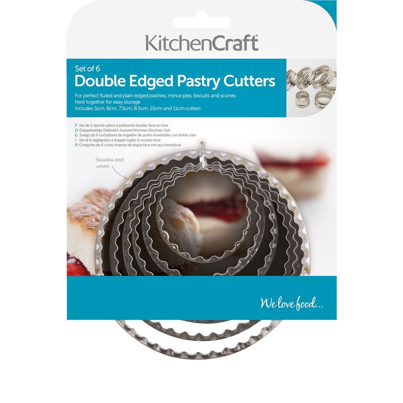 KitchenCraft Double Sided Pastry Cutters Set with Fluted / Round