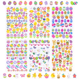 Naler 300 PCS Easter Stickers Sheet Assorted Bunny Mini Stickers for Easter Party Favor DIY Craft Art Making Decoration, 6-Pack