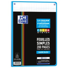 Oxford Color System 400156837 Seyès Tiles Perforated A4 200 Pages 5 Frame Colours Assorted Cardboard Boxes