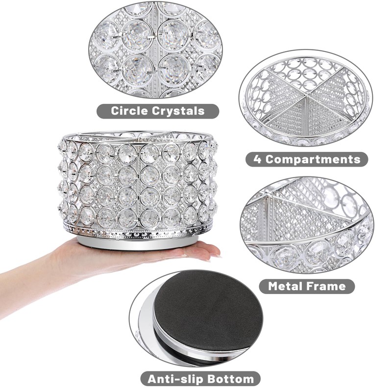 BTSKY Crystal 360 Degree Rotating Desk Organizer Decorative Storage Box