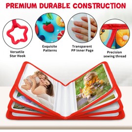 Baby’s My First Family Album – Soft Photo Cloth Book with Baby-Safe Mirror – Holds 17 4x6 Photos