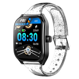 Lamshaw Compatible with Aolon Curve Smart Watch Band, 22mm Women, Soft Silicone Glitter Clear Sport Strap Compatible with Aolon Curve 2.01" Inches Smart Watch (Clear)