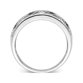 Sterling Silver Rhodium Plated Black & White Diamond Ring - Night Diamonds