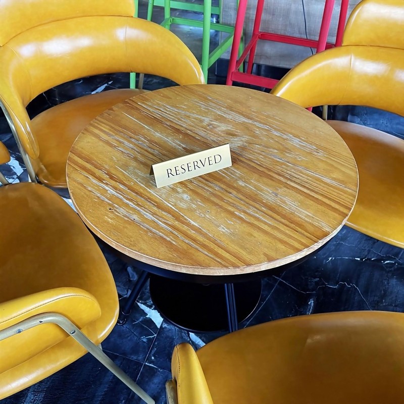 BARsics Golden Metal Table Top Reserved Sign for Restaurants, Wedding,