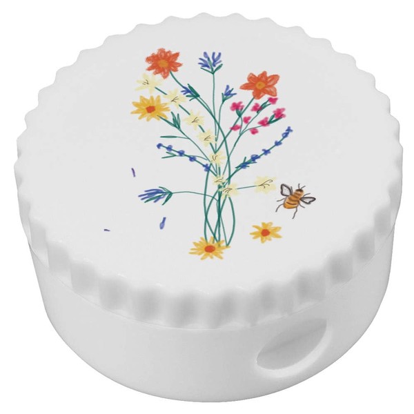 'Wild Flowers and A Bee' Compact Pencil Sharpener (PS00042106)