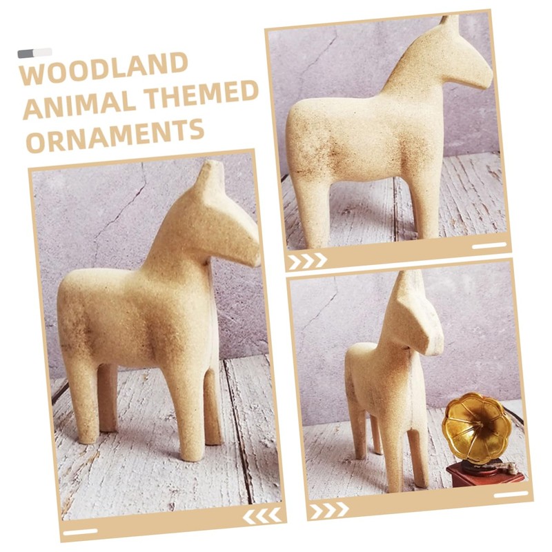 KOMBIUDA 2pcs Unfinished Wooden Horse Figurines for Painting Rustic Home