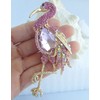 Sindary Art Style 3.94" Animal Flamingo Brooch Pin Austrian Crystal