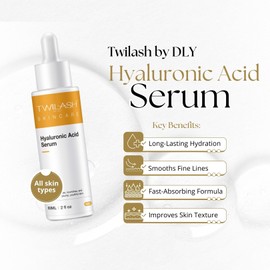 Twilash by DLY Hyaluronic Acid Serum Pure Anti-Aging Moisturizer 120ml/4 fl oz for Hydration & Wrinkle Reduction - Suitable for All Skin Types - Facial Massager Included (2 * 60ml/2 fl oz Set)