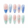 10Pcs Long Almond Press on Nails, Mermaidcore Ocean Theme False