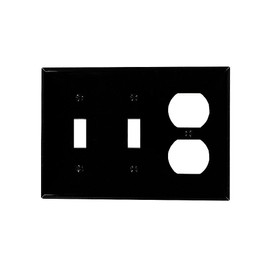 Leviton 3-Gang Combination Wallplate, 2-Toggle and 1-Duplex Outlet/Receptacle, Standard Size, Thermoplastic Nylon, 80721-E, Black