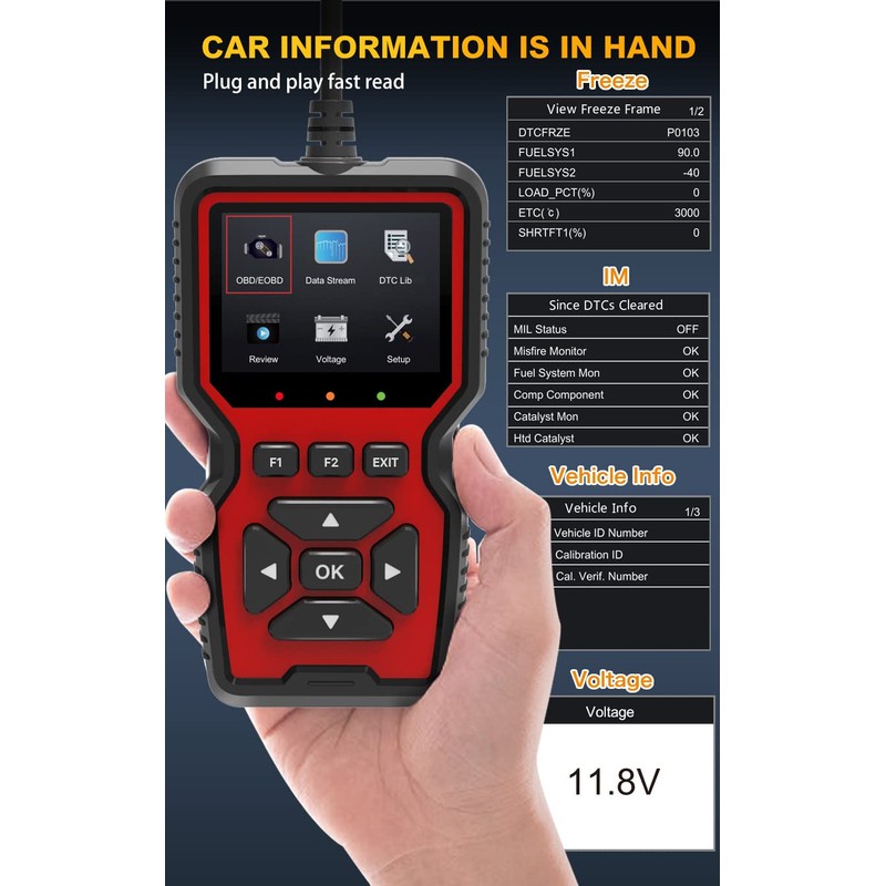 Outzone V519 OBD2 Escáner de visualización a color con certificación