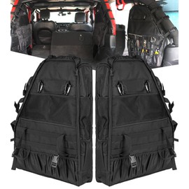 PKEDUO Roll Bar Storage Bag Multi-pocket Rear Cargo Organizers Saddlebag Compatible with 2007-2024 Jeep Wrangler JK JL 4-DOOR(NOT FOR 2-DOOR MODELS)