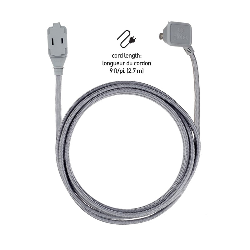 GLOBE Electric 22890 Designer Series 9-ft Fabric Extension Cord, 3