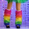 Aiosy St Patricks Day Faux Fur Leg Warmers Rainbow Furry