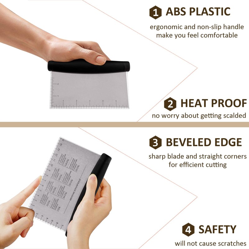 Metal Griddle Scraper Chopper, HaSteeL Stainless Steel Dough Bench Scraper