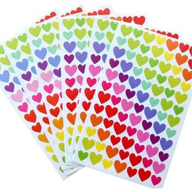 Huang Yem Stickers Drawing Hearts 10 Sheets 840 Pcs Stickers, Notebook, Calendar, Diary, Letters, Reward Stickers, Colorful Rainbow