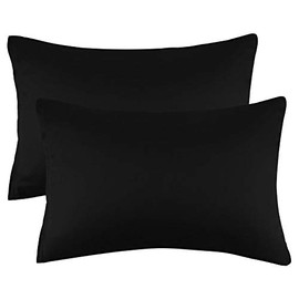 uxcell Zippered Standard Pillow Cases Pillowcases Covers Protectors, Egyptian Cotton 300 Thread Count, Pack of 2, Standard(20"x26") Black