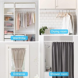 Adjustable Curtain Rod, 2 Pieces, Extendable Curtain Poles, Tension Rods for Curtains, Shower Curtain Rod, No Drilling Curtain Rod, Suitable for Windows, Kitchens and Cabinets, Bathroom, 30-50 cm