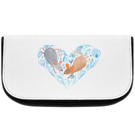 Mr. & Mrs. Panda Cosmetic Bag Mice Heart, White, Hand Drawn