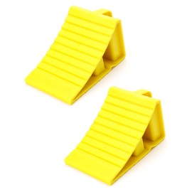 QWORK® Set of 2 wheel chocks, brake chocks for trailers, wedges trailer, suitable for caravan trailer, yellow