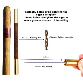 Kocent Cigar Double End Punch Enhancer Tool 2 in 1 Cigar Draw | Great Cigar Poker for Piercing,A Must Choice for Serious Cigar Enthusiasts (Draw)