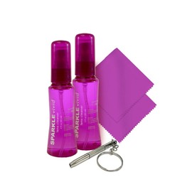 Sparkle Vivid Anti-Reflective Safe Lens Cleaner & Repair Kit – (2) 2oz Glasses Cleaner Spray, (2) Microfiber Cloth & Keychain Screwdriver for Eyeglasses, Sunglasses, Lenses & Screens (5 Piece Set)