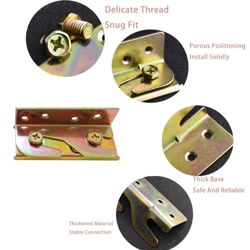 No-Mortise Bed Rail Fittings, 8 Packs Bed Rail Brackets Bed
