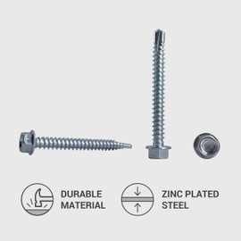 Pack of 100 DIN 7504 K Galvanised Steel 5.5 x 50 mm Screws Self Drilling Tapping Screw Hex Washer Head Self Tapping (100, 5.5 x 50 mm)