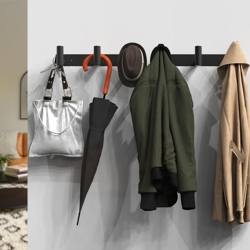VAEHOLD Black Hat and Coat Wall Mount Rack - 3