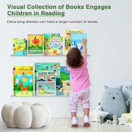 Tatub 24" Acrylic Wall Bookshelves 2 Packs, Floating Bookshelf for Kids, Clear Floating Shelves for Bedroom, Nursery with Free Screwdriver